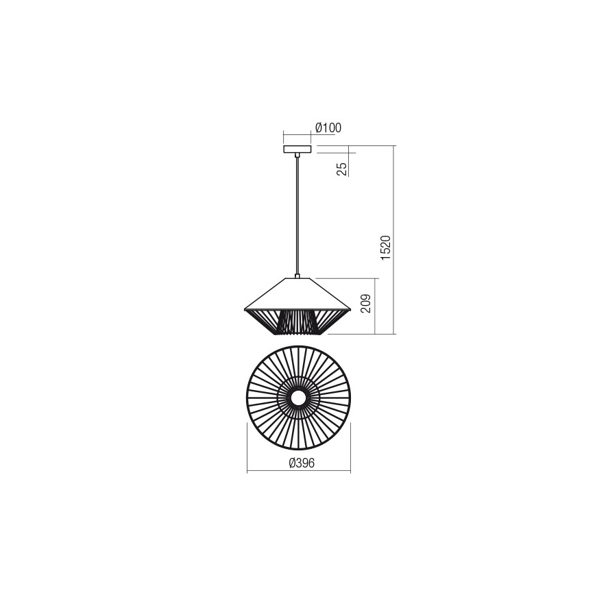 Redo 01-3006 - Pendellampa på kabel GRILL 1xE27/42W/230V Ø 39,6 cm svart/turkos