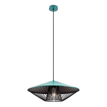 Redo 01-3010 - Takpendel med kabel GRILL 1xE27/42W/230V Ø 49,5 cm svart/turkos