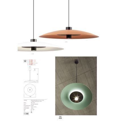 Redo 01-3021 - LED-pendel med wireupphängning LARS LED/14W/230V + LED/10W Ø 60 cm CRI 90 svart