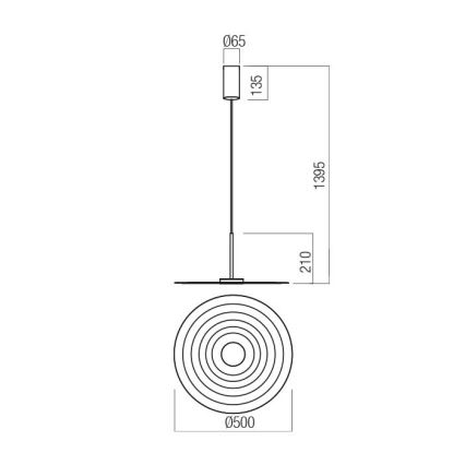 Redo 01-3047 - LED-pendellampa med kabel LAKE LED 13W/230V CRI 90 Ø 50 cm svart