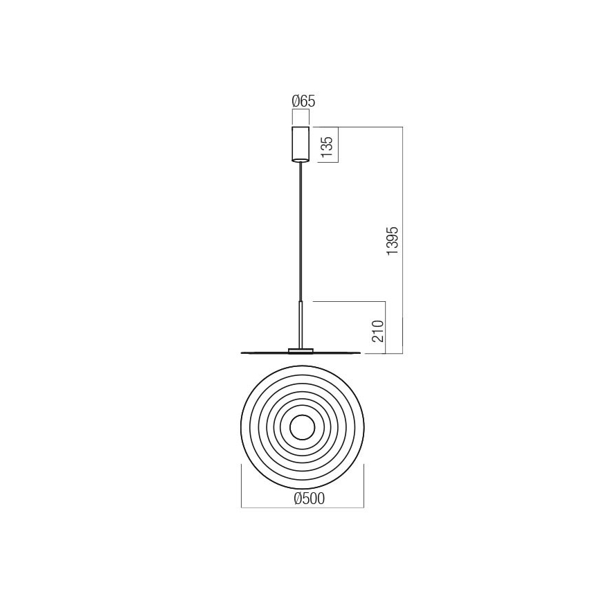 Redo 01-3047 - LED-pendellampa med kabel LAKE LED 13W/230V CRI 90 Ø 50 cm svart
