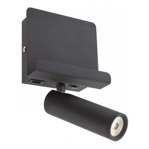 Redo 01-3084 - LED väggspotlight PANEL LED/3,5W/230V USB svart