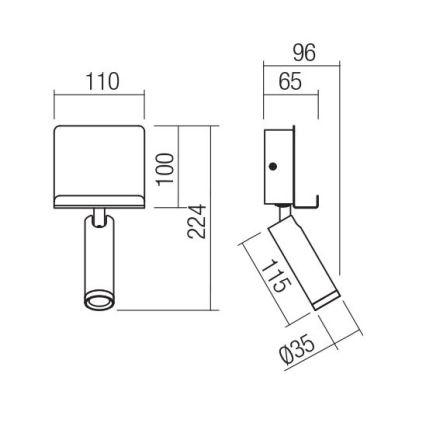 Redo 01-3084 - LED väggspotlight PANEL LED/3,5W/230V USB svart