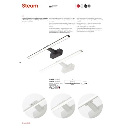 Redo 01-3085 - LED tavelbelysning STEAM LED/12W/230V vit