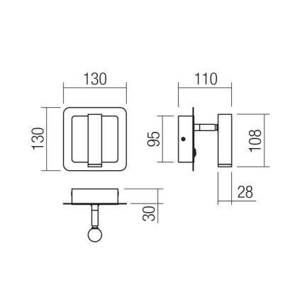 Redo 01-3092 - LED väggspotlight CLOSER LED/6W/230V svart