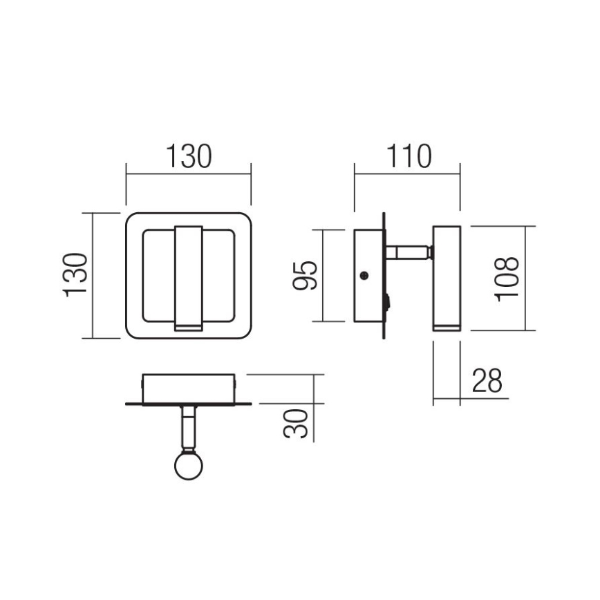 Redo 01-3092 - LED väggspotlight CLOSER LED/6W/230V svart