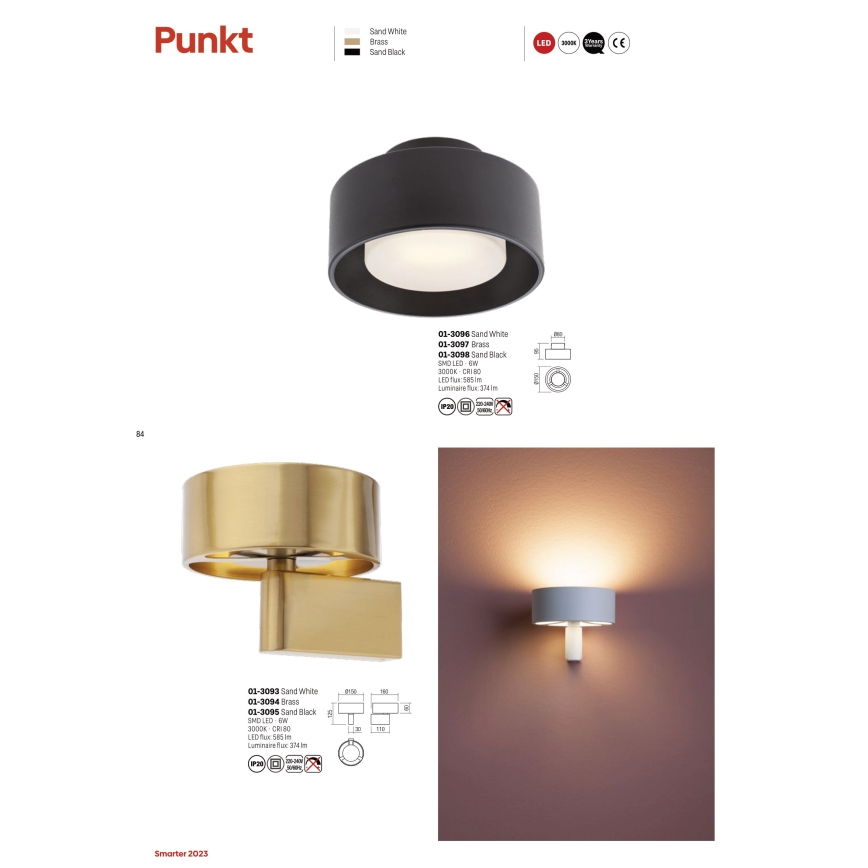 Redo 01-3096 - LED taklampa PUNKT LED/6W/230V vit
