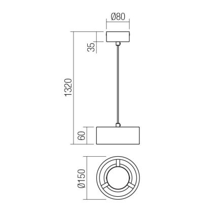 Redo 01-3101 - LED ljuskrona med textilsladd PUNKT LED/6W/230V diameter 15 cm svart
