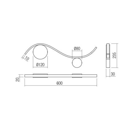 Redo 01-3109 - LED väggbelysning WAVE LED/9W/230V mässing