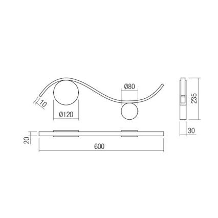 Redo 01-3110 - LED väggbelysning WAVE LED/9W/230V svart