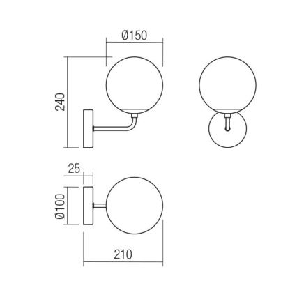 Redo 01-3147 - Vägglampa BOWLING 1xE27/42W/230V guld