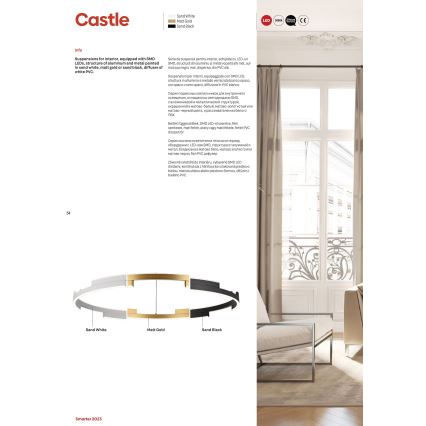 Redo 01-3181 - LED ljusreglerad ljuskrona på textilsladd CASTLE LED/80W/230V guld