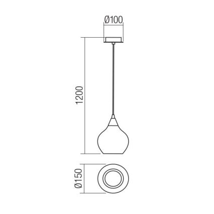 Redo 01-3190 - Ljuskrona med textilsladd TANNER 1xE14/28W/230V diameter 15 cm