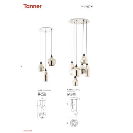 Redo 01-3192 - Ljuskrona med textilsladd TANNER 3xE14/28W/230V diameter 37,6 cm