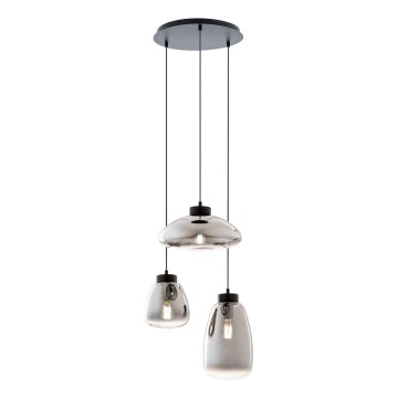Redo 01-3197 - Ljuskrona med textilsladd LUKE 3xE27/42W/230V diameter 46 cm svart