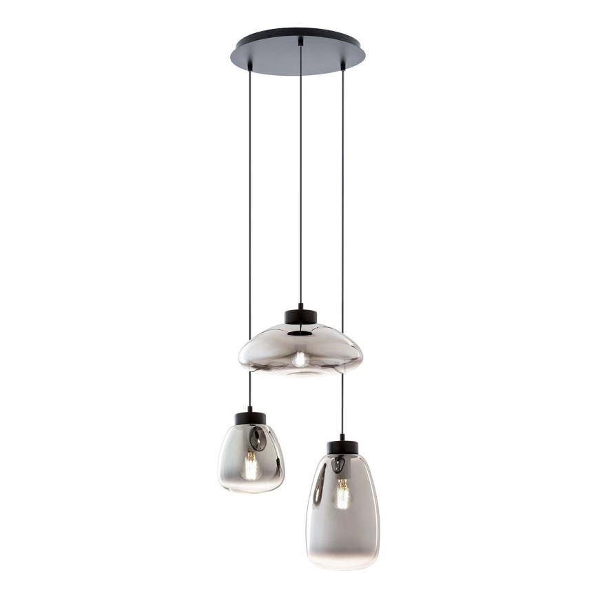 Redo 01-3197 - Ljuskrona med textilsladd LUKE 3xE27/42W/230V diameter 46 cm svart