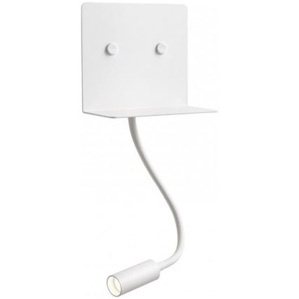 Redo 01-3210 - LED väggbelysning med en flexible liten lampa MOKA LED/6W + LED/3W/230V USB CRI90 vit