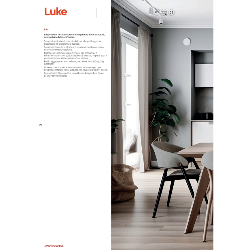 Redo 01-3212 - Ljuskrona med textilsladd LUKE 6xE27/42W/230V svart