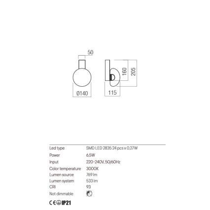 Redo 01-3240 - LED väggbelysning SINCLAIR LED/6,5W/230V CRI 93 IP21 svart