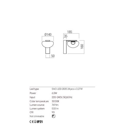 Redo 01-3242 - LED väggbelysning SINCLAIR LED/6,5W/230V CRI 93 IP21 svart