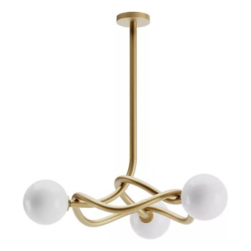 Redo 01-3256 - Ljuskrona på stång CONFUSIO 3xE14/28W/230V Ø 76 cm, guld