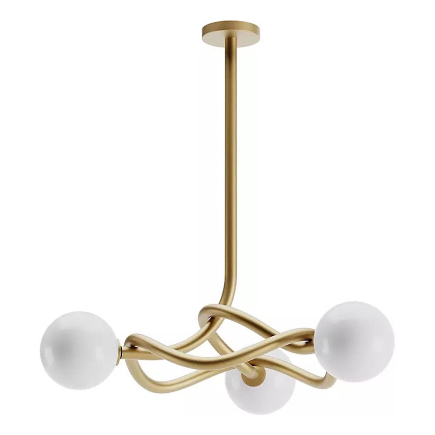 Redo 01-3256 - Ljuskrona på stång CONFUSIO 3xE14/28W/230V Ø 76 cm, guld