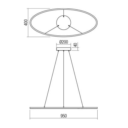 Redo 01-3339 - LED-dimbar takpendel på vajer LEO LED/48W/230V 3000/4000K CRI 90 svart