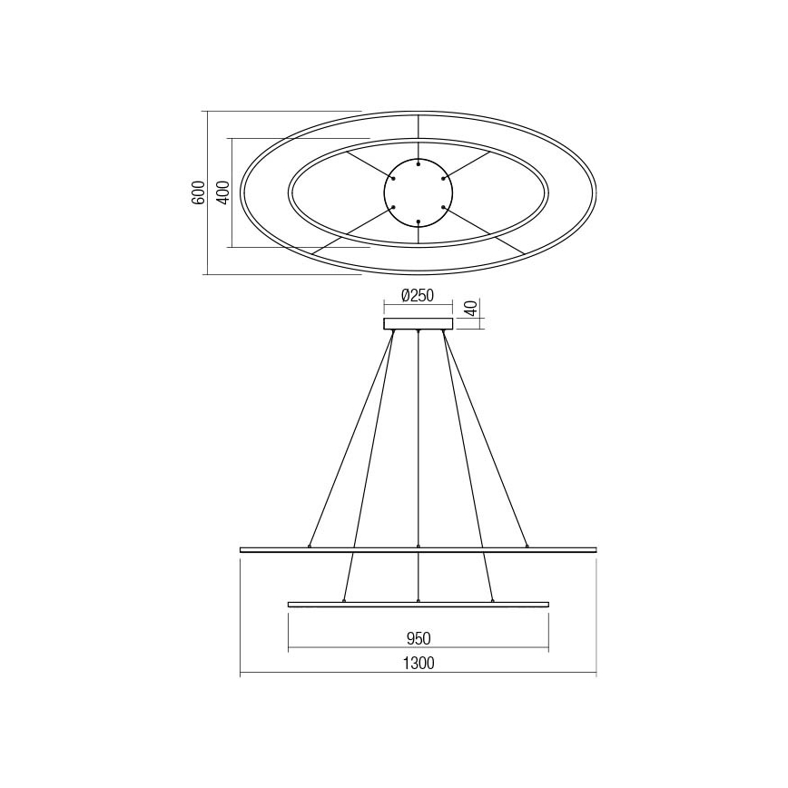 Redo 01-3342 - LED dimbar pendel på vajer LEO LED/115W/230V 3000/4000K CRI 90 vit