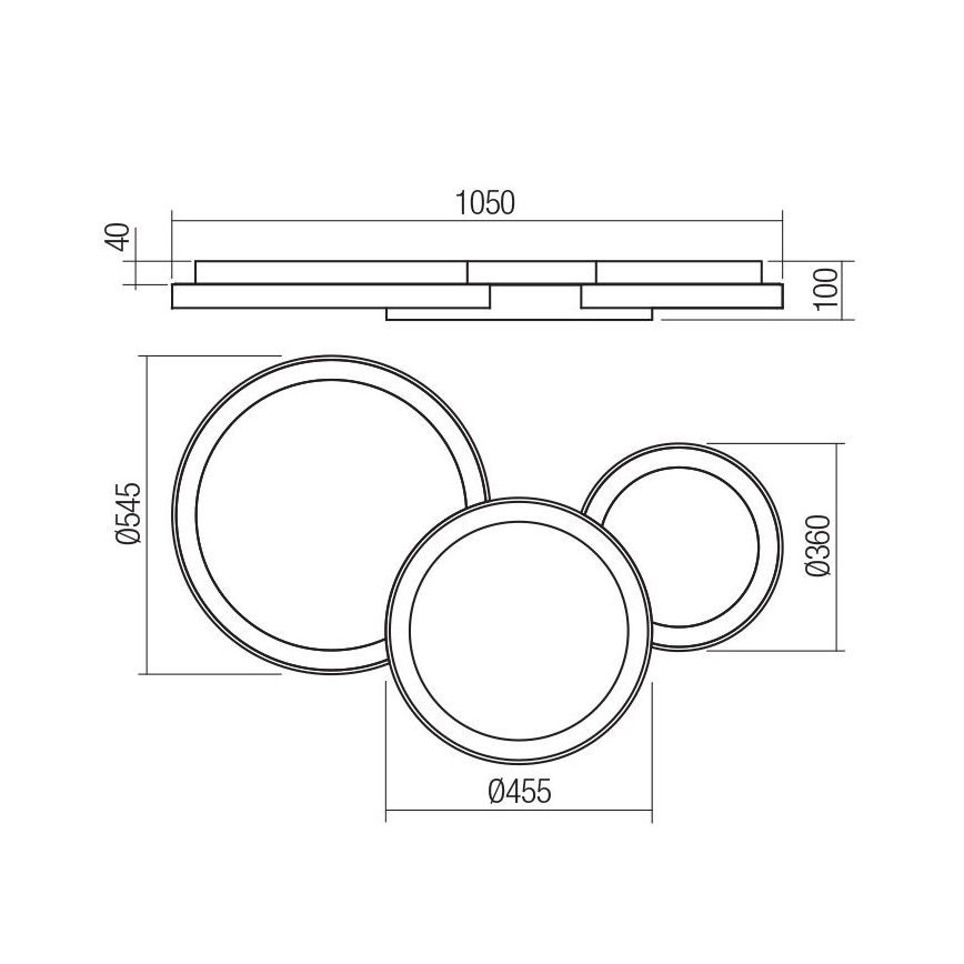Redo 01-3375 - LED Dimbart takarmatur COMBI LED/72W/230V 3000/4000/6000K CRI98 svart