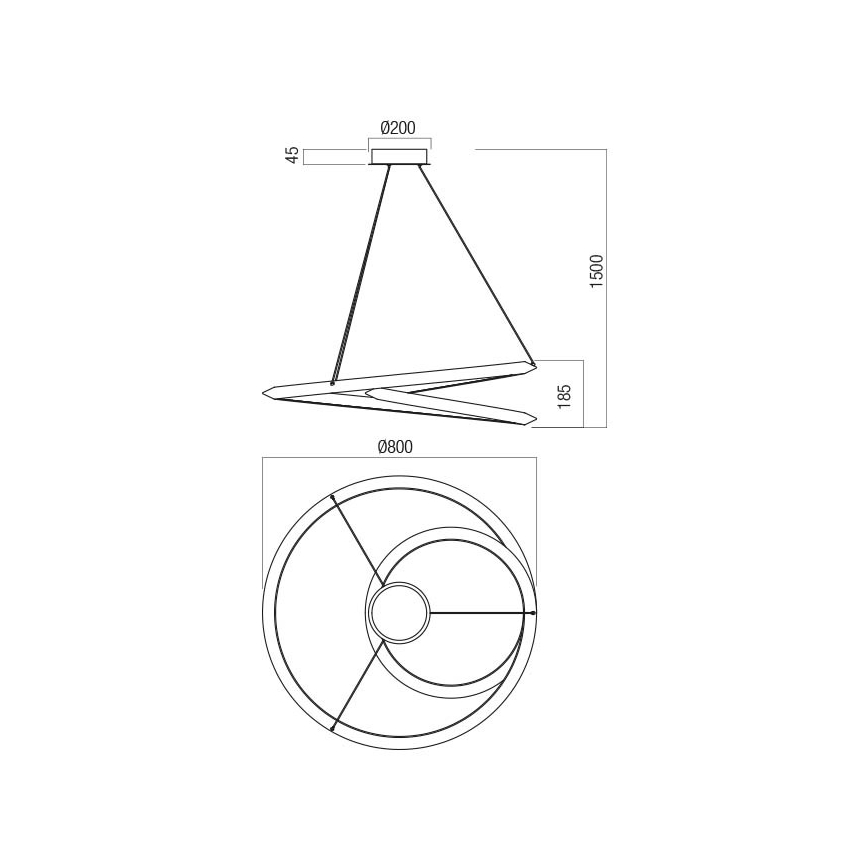 Redo 01-3377 - Dimbar LED-pendel på vajer STORM LED/60W/230V 3000/4000/6000K CRI 90 Ø 80 cm guldfärgad