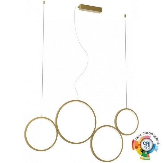 Redo 01-3383 - LED ljusreglerad ljuskrona på textilsladd ATHENA LED/40W/230V 3000/4000/6000K CRI98 guld