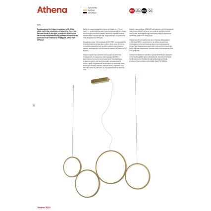 Redo 01-3384 - LED ljusreglerad ljuskrona på textilsladd ATHENA LED/40W/230V 3000/4000/6000K CRI98 svart