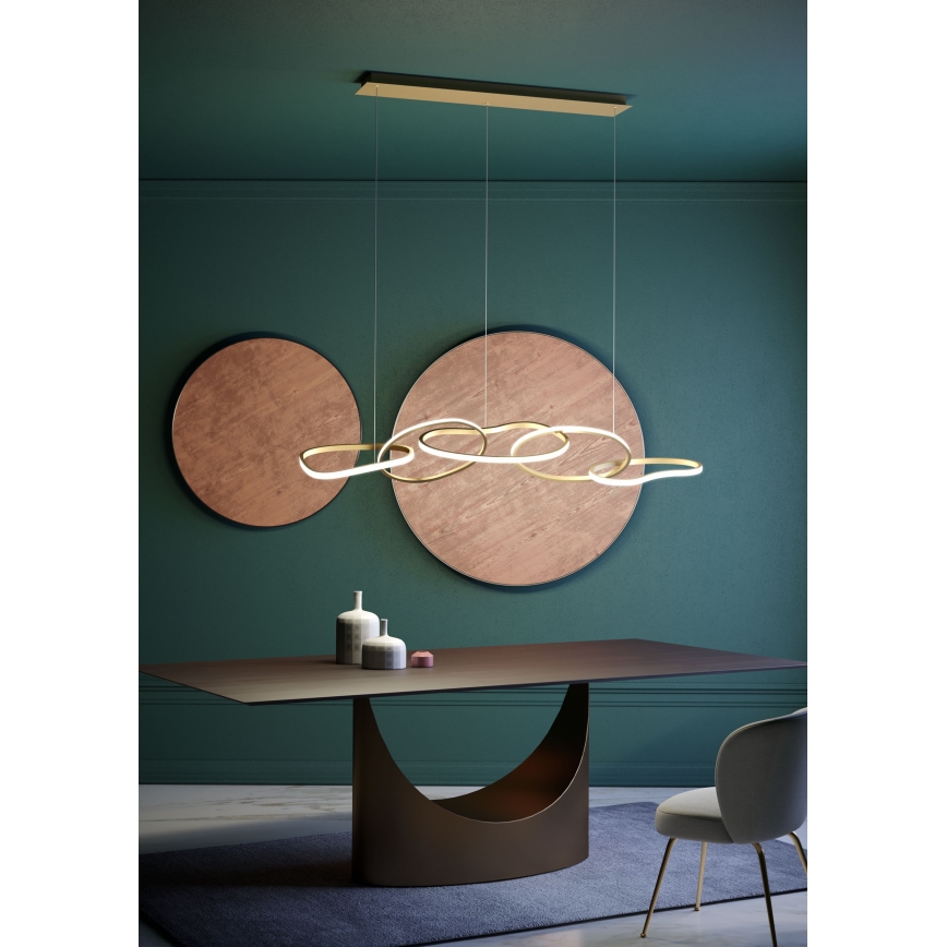 Redo 01-3392 - Dimmbar LED-pendellampa på kabel BIAS LED/120W/230V 3000/4500/6500K CRI 90 guld