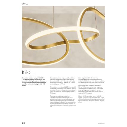 Redo 01-3392 - Dimmbar LED-pendellampa på kabel BIAS LED/120W/230V 3000/4500/6500K CRI 90 guld