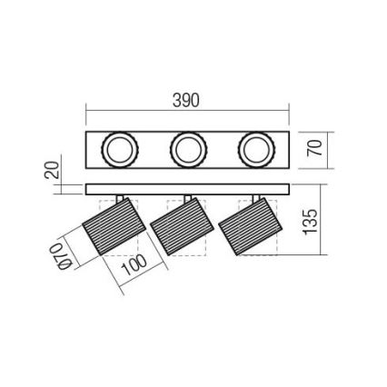 Redo 01-3405 - Spotlampa DELPHI 3xGU10/7W/230V, guldfärgad
