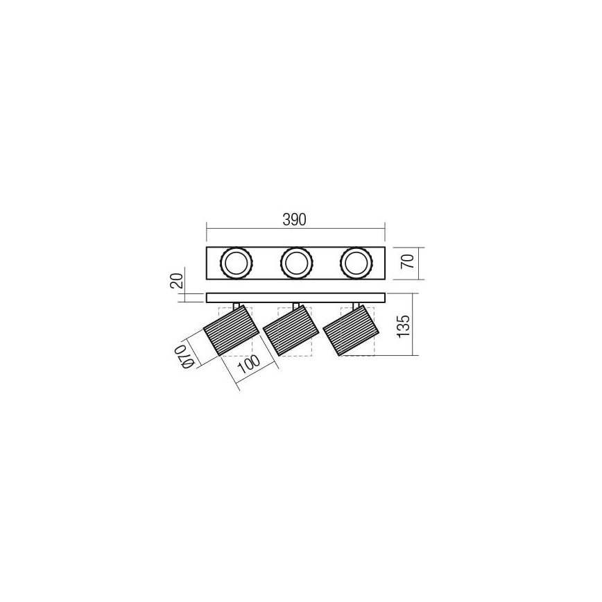 Redo 01-3405 - Spotlampa DELPHI 3xGU10/7W/230V, guldfärgad