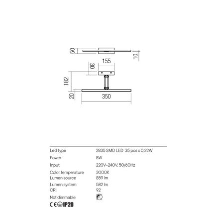 Redo 01-3461 - LED tavelbelysning LINEAR LED/8W/230V 35 cm CRI 92 svart