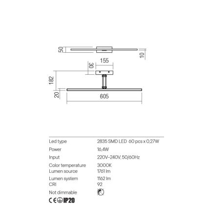 Redo 01-3463 - LED tavelbelysning LINEAR LED/8W/230V 60,5 cm CRI 92 svart