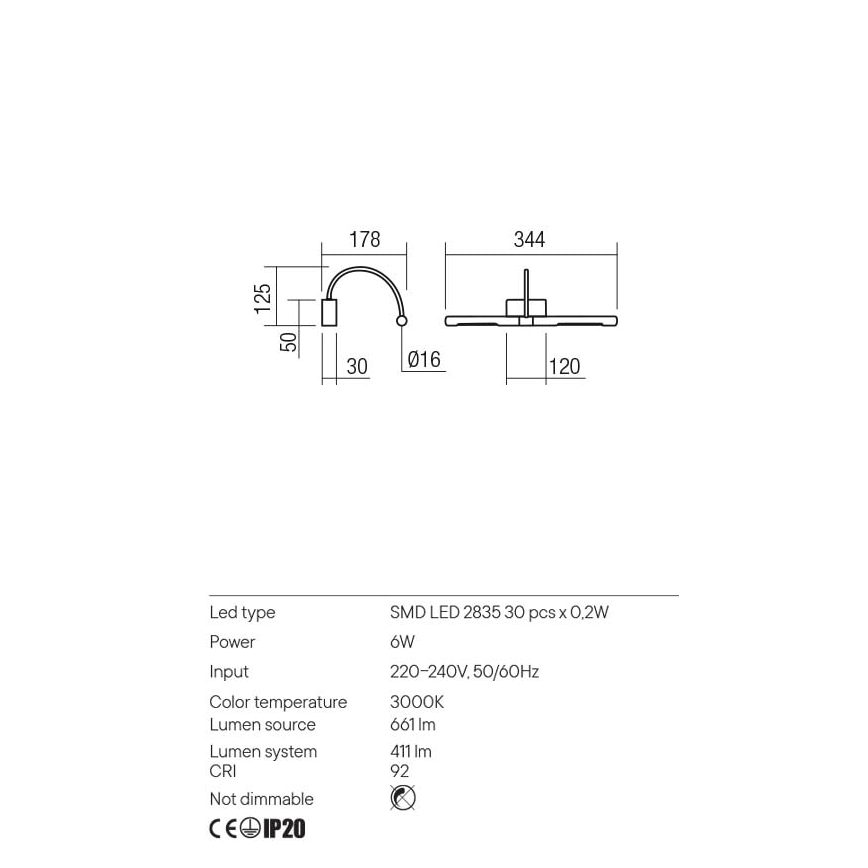 Redo 01-3465 - LED tavelbelysning KENDO LED/6W/230V 34,4 cm CRI 92 svart