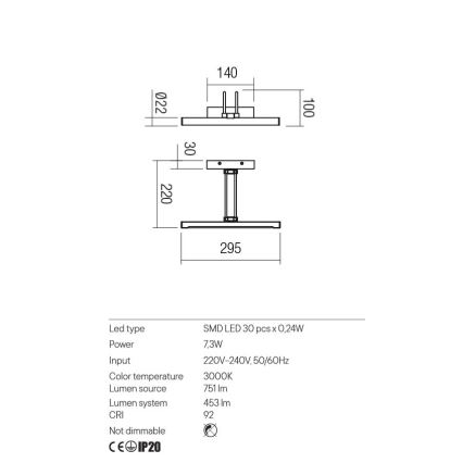 Redo 01-3469 - LED tavelbelysning IKON LED/7,3W/230V 29,5 cm CRI 92 svart