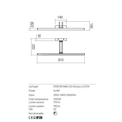 Redo 01-3471 - LED tavelbelysning IKON LED/16,4W/230V 61,5 cm CRI 92 svart