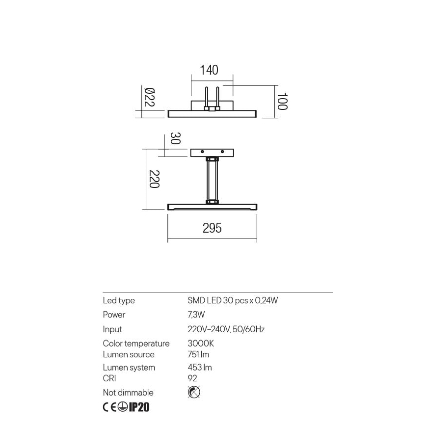 Redo 01-3472 - LED tavelbelysning IKON LED/7,3W/230V 29,5 cm CRI 92 mässing