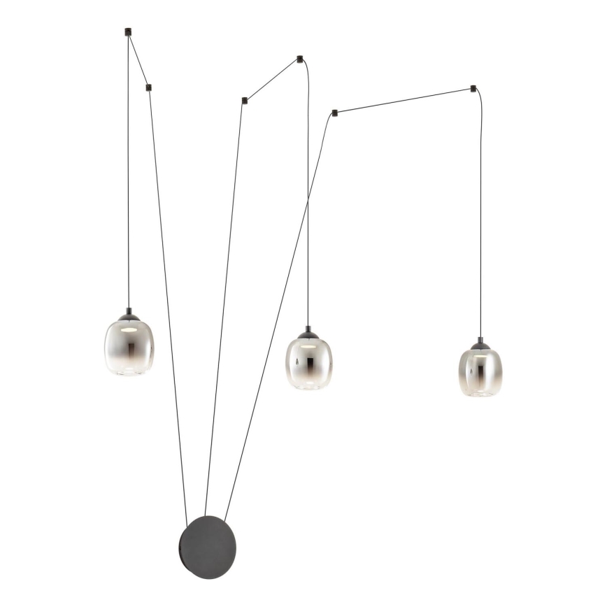 Redo 01-3485 - Dimbar LED-vägglampa KHADI 3xLED/5,5W/230V CRI 90 Ø 12 cm svart/rökfärgad