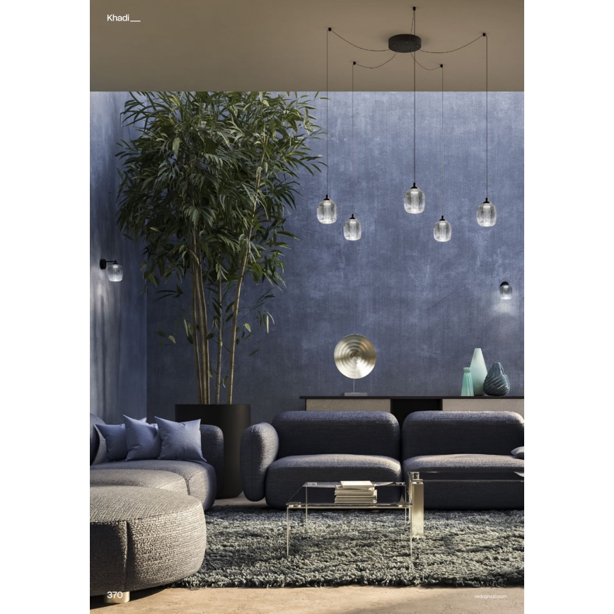 Redo 01-3487 - LED dimbar pendellampa på vajer KHADI 5xLED/5,2W/230V CRI 90 spindel svart/rökfärgad