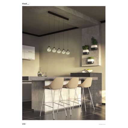 Redo 01-3490 - LED dimbar pendel på vajer KHADI 5xLED/5,2W/230V CRI 90 svart/rökfärgad