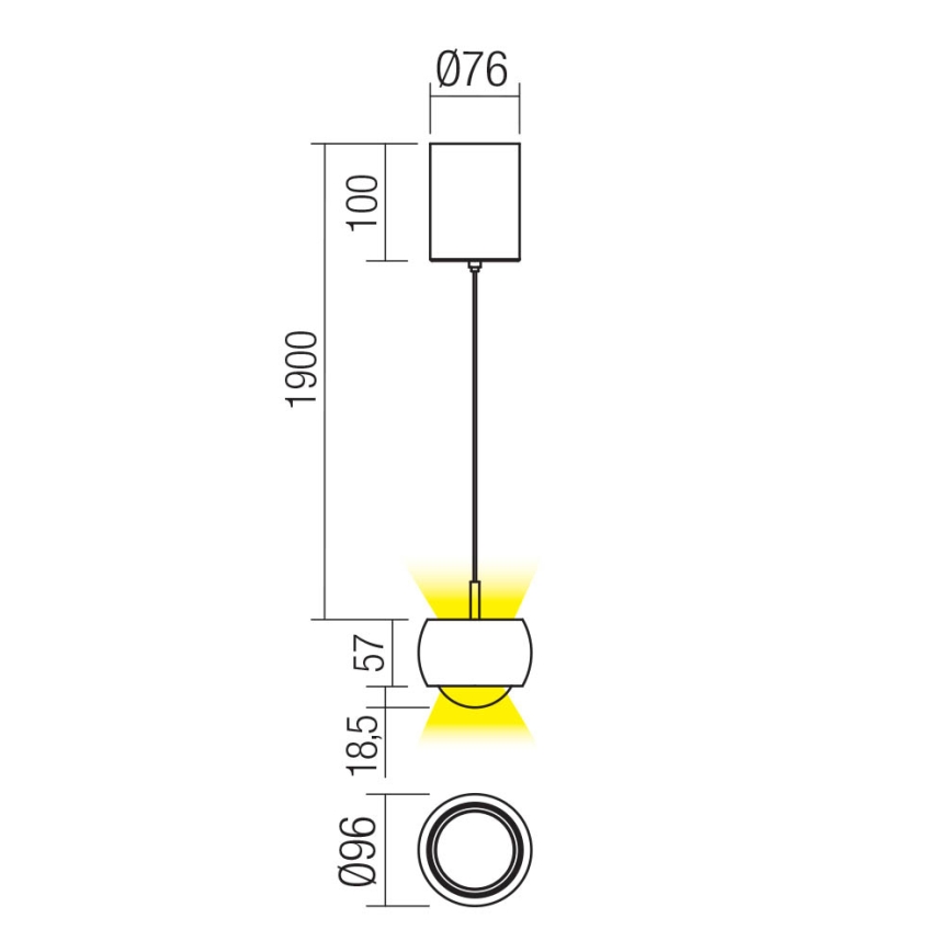 Redo 01-3546 - LED ljuskrona med textilsladd AVES LED/12W/230V diameter 9,6 cm CRI 90 vit