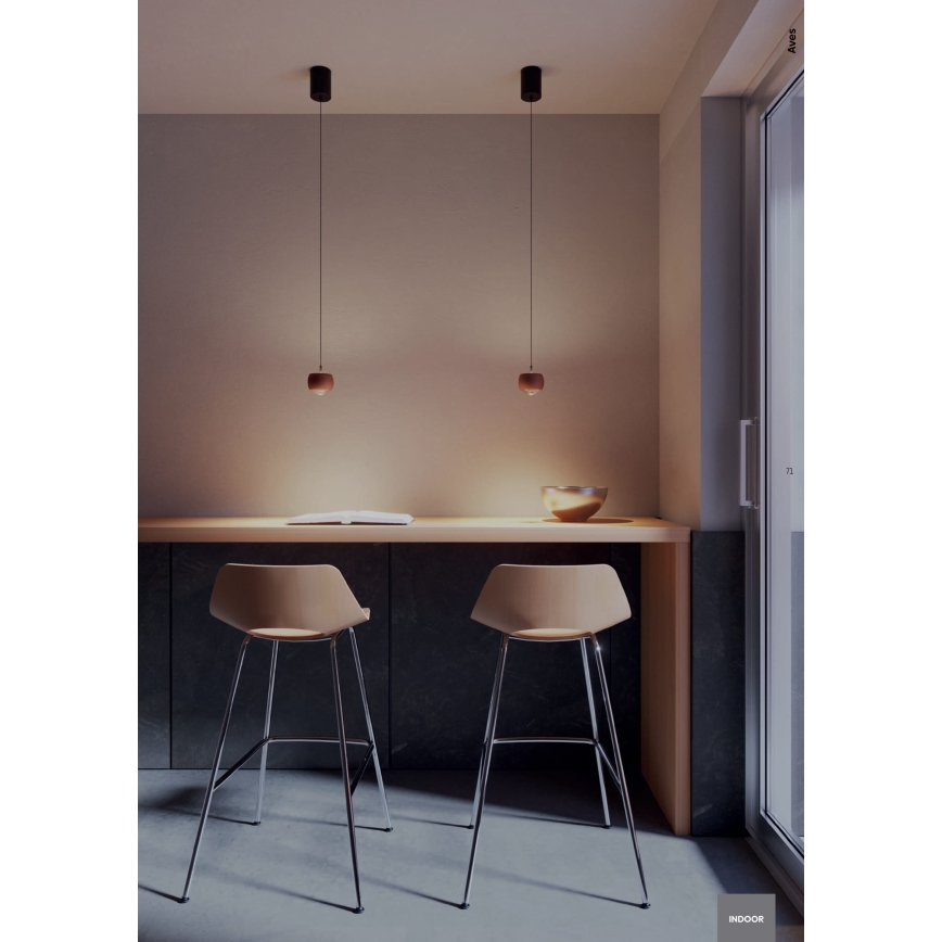 Redo 01-3548 - LED ljuskrona med textilsladd AVES LED/12W/230V diameter 9,6 cm CRI 90 koppar