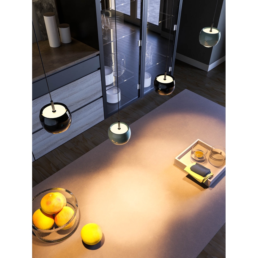 Redo 01-3549 - LED ljuskrona med textilsladd AVES LED/12W/230V diameter 9,6 cm CRI 90 grå