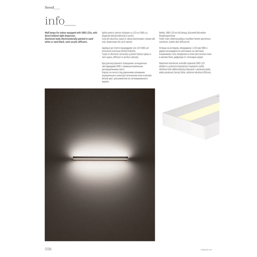 Redo 01-3553 - LED väggbelysning SEED LED/15W/230V svart