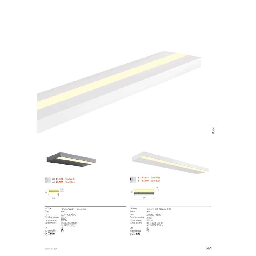 Redo 01-3553 - LED väggbelysning SEED LED/15W/230V svart